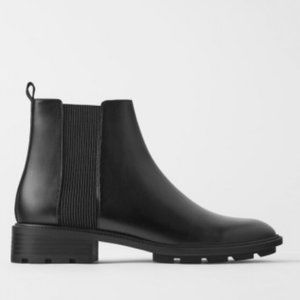 Zara Chelsea Ankle Low Heel Lug Sole Boots